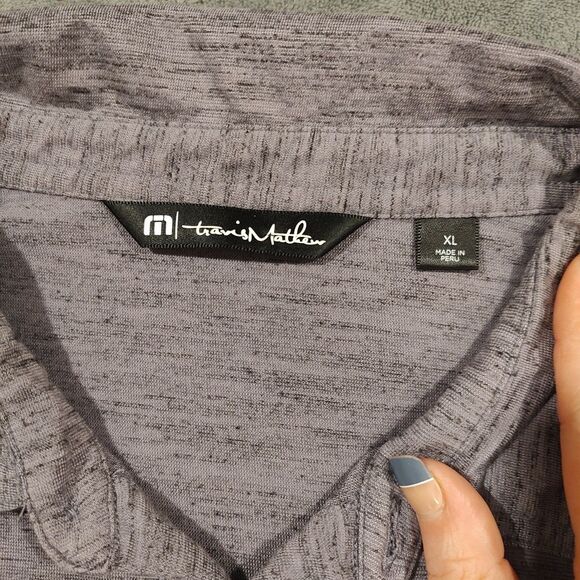 TRAVIS MATHEW Polo Shirt Mens XL Purple & Black Golf Heathered Vintage *READ - Picture 1 of 7